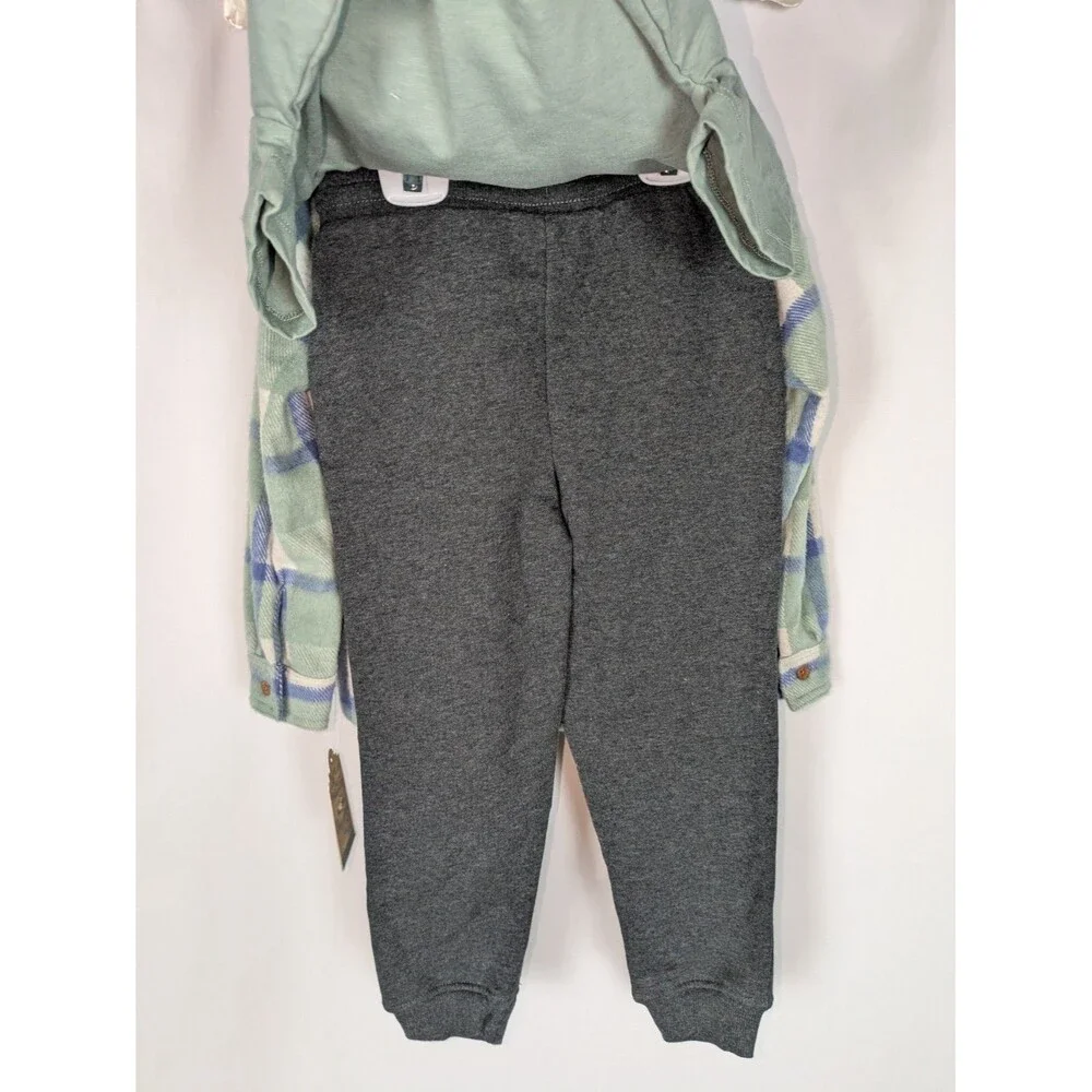 Telluride Matching Set Boy's 5T Fleece Button Down Tshirt Sweatpants 3 Piece Set